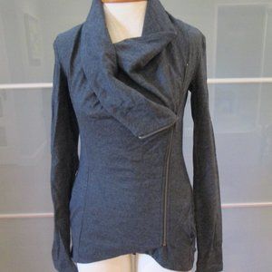 Helmut Lang Sonar Gray Wool Shawl Collar Asymmetric Zip Moto Jacket